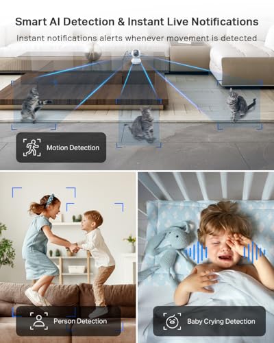 Tapo TC70 Pan/Tilt Indoor Camera, House Security & Dog Camera, AI Detection, 1080p Full HD, Night Vision, Alexa & Google