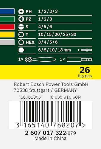Bosch 26pc Ratchet Set for Screwdriver Bits & Accessories
