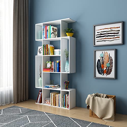 Modern 5-Tier Bookshelf Storage Stand for Home Office, White
