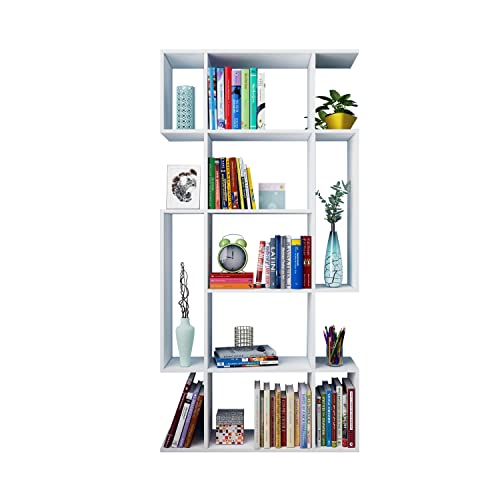 Modern 5-Tier Bookshelf Storage Stand for Home Office, White