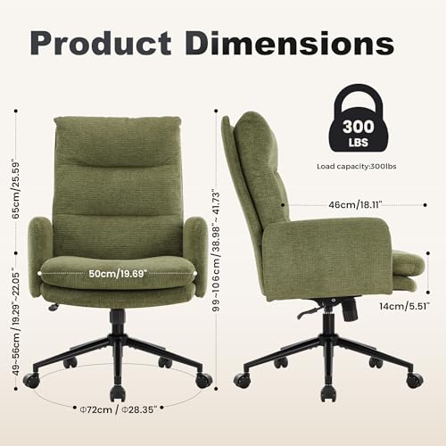 IWMH High-back Desk Chair with Wheels & Armrests, Green