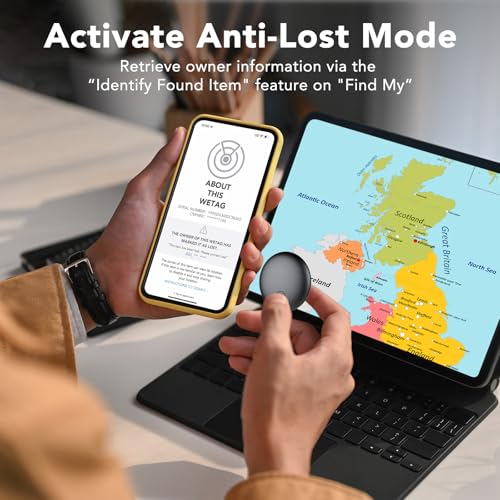 Air Tracker Tag 4 Pack - Item Finder for Keys, Bags, Wallets - Loud 100dB Beep - Worldwide Tracking - IP67 Waterproof