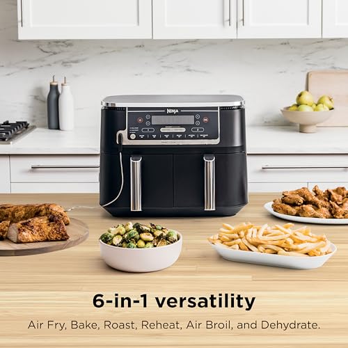 Ninja 10 Quart DualZone XL Air Fryer, 2 Baskets, Smart Thermometer, Cook & Finish - Roast, Dehydrate & More