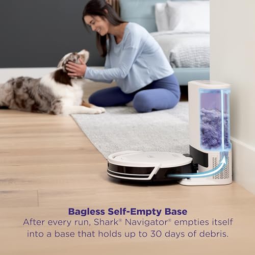 Shark Navigator Robot Vacuum 30-Day Self-Empty Base, Powerful Suction, Smart Navigation, Self-Cleaning Brushroll, Carpets & Floors