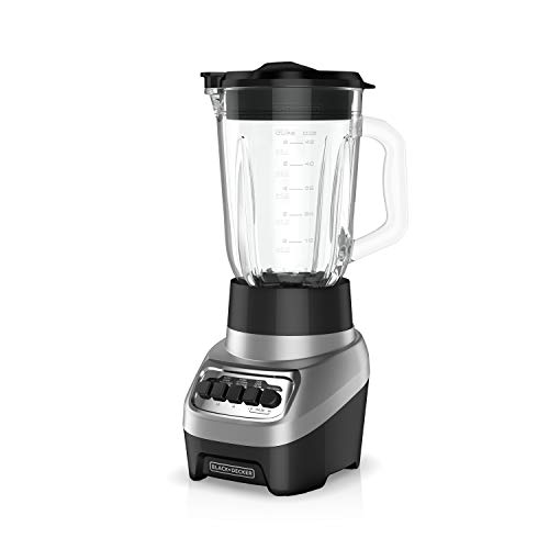 BLACK+DECKER PowerCrush Blender: 6-Cup Glass Jar, 4 Speeds, Silver