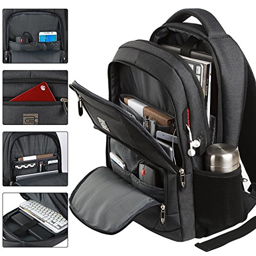 Slim Durable 17" Laptop Backpack with USB Port - Water Resistant Business Anti Theft Bag for Men & Women, Fits 15.6" Notebook
