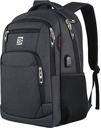 Slim Durable 17" Laptop Backpack with USB Port - Water Resistant Business Anti Theft Bag for Men & Women, Fits 15.6" Notebook