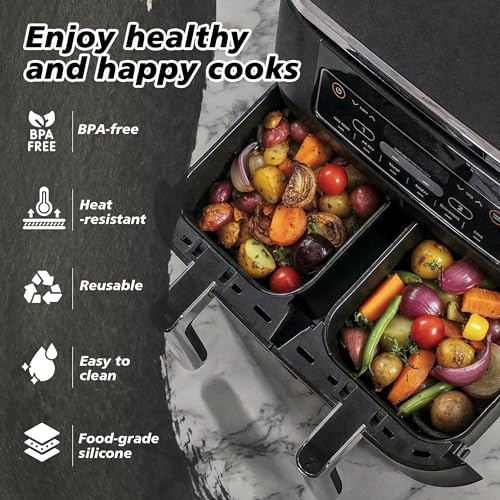 Ninipie Ninja Air Fryer Liners - Silicone Baskets for Cosori Dual Fryer