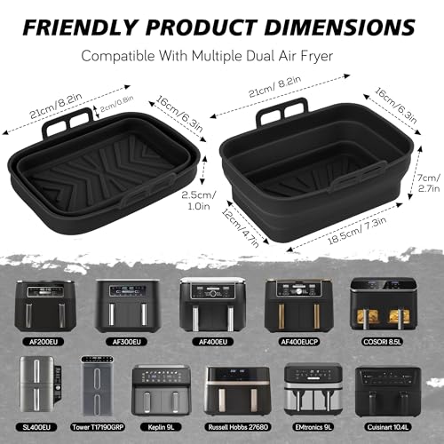 Ninipie Ninja Air Fryer Liners - Silicone Baskets for Cosori Dual Fryer