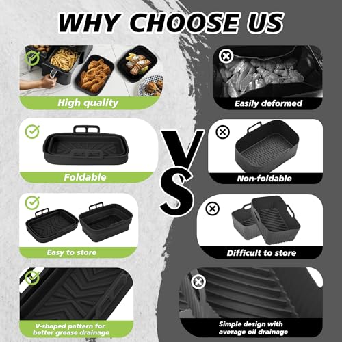 Ninipie Ninja Air Fryer Liners - Silicone Baskets for Cosori Dual Fryer