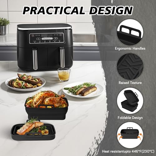 Ninipie Ninja Air Fryer Liners - Silicone Baskets for Cosori Dual Fryer