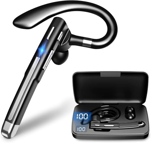 Wireless Bluetooth Headset V5.4, 100 Hrs Talk Time, Noise Cancelling Earbud for Trucker/Home/Office