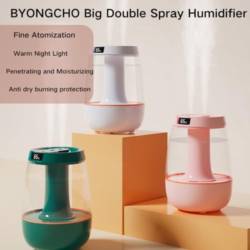 BYONGCHO 3L Cool Mist Humidifier: Ultra-Quiet, Night Light, 24H Runtime, Auto-Off, Ideal for Bedroom, Baby Rooms, Plants & Office