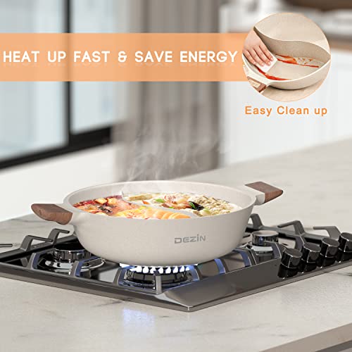DEZIN 5-QT Dual-Flavor Shabu Pot: Nonstick 12-Inch Hotpot for Cooktops