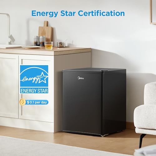 Midea 2.4 Cubic Feet Black Refrigerator for Small Spaces