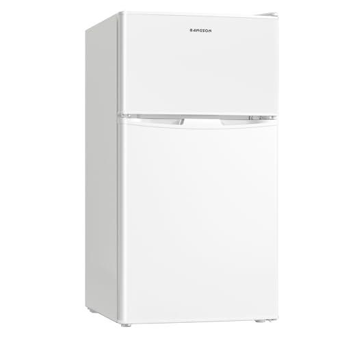 BANGSON Mini Fridge 2 Door with Freezer, Bedroom Refrigerator, 3.2 CU.FT