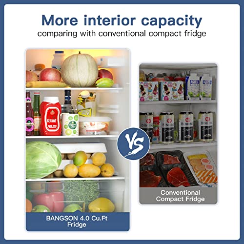 BANGSON Small Fridge with Freezer for Apartment & Bedroom
