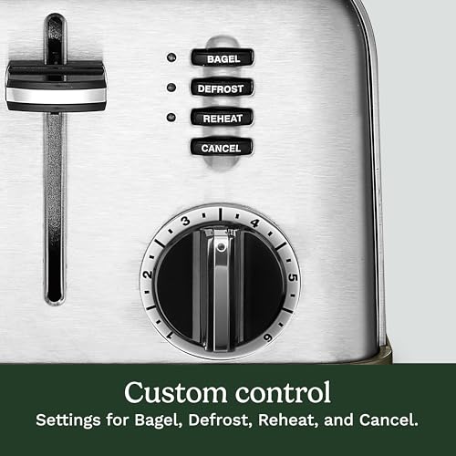 Cuisinart 4 Slice Stainless Steel Toaster, Extra-Wide Slots, Defrost & Reheat Functions, Toast Bread, Bagels, Pastries