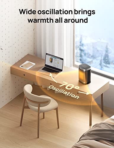 Dreo Portable Electric Heater: PTC Ceramic, Remote Control, Thermostat, 70ยฐ Oscillation, 12H Timer - Safe & Quiet Room Heater