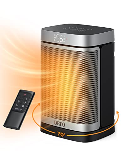 Dreo Portable Electric Heater: PTC Ceramic, Remote Control, Thermostat, 70ยฐ Oscillation, 12H Timer - Safe & Quiet Room Heater