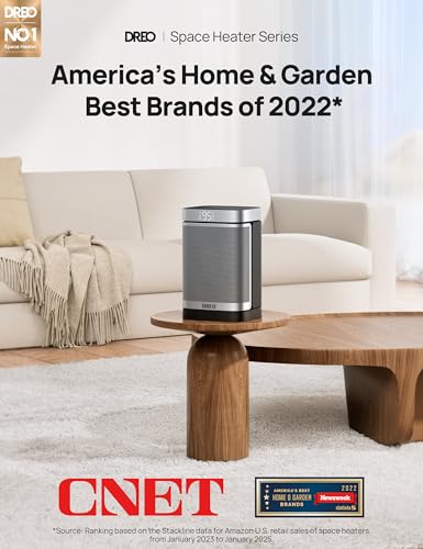Dreo Portable Electric Heater: PTC Ceramic, Remote Control, Thermostat, 70ยฐ Oscillation, 12H Timer - Safe & Quiet Room Heater
