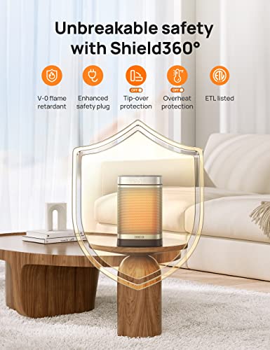 Dreo Portable Electric Heater: PTC Ceramic, Remote Control, Thermostat, 70ยฐ Oscillation, 12H Timer - Safe & Quiet Room Heater