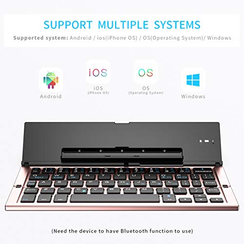 Geyes Foldable Bluetooth Keyboard for iPhone & iPad, Samsung - Portable Travel Keyboard - Rose Gold