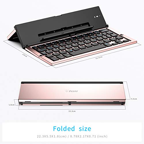 Geyes Foldable Bluetooth Keyboard for iPhone & iPad, Samsung - Portable Travel Keyboard - Rose Gold