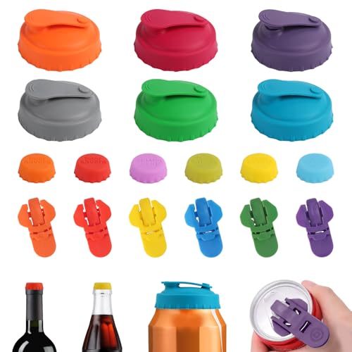 TPTGIAR 18PCS Silicone Can Covers for Drinks Cans UK, Leak-proof Food Grade Lids, Reusable Coke Can Lids, Easy Can Opener