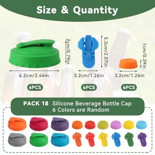 TPTGIAR 18PCS Silicone Can Covers for Drinks Cans UK, Leak-proof Food Grade Lids, Reusable Coke Can Lids, Easy Can Opener