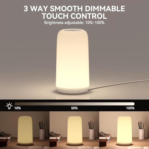Brand Touch Bedside Lamp, Sleek RGB Dimmable LED for Bedroom