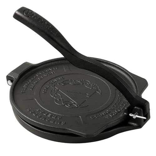 Victoria 8-Inch Cast Iron Tortilla Press: Commercial-Grade Roti Maker, Pataconera with Flaxseed Oil, Made in Colombia