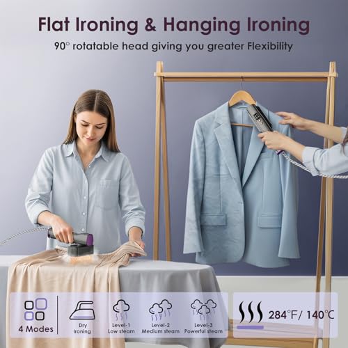 VIWAVE Travel Steamer: Dual Voltage Handheld Iron, 4 Modes & LED Display, 1200W Clothing Garment Portable for Global Travel
