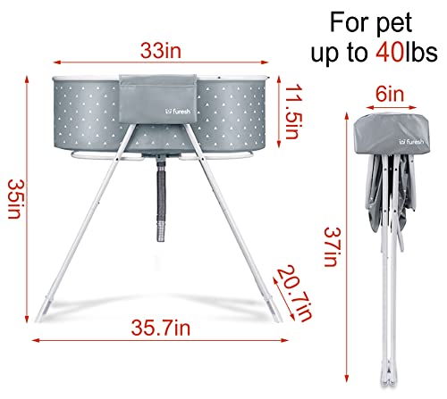 Furesh Little Dipper Dog Bath Tub, Elevated & Portable for Small-Medium Pets, Indoor/Outdoor Grooming Station