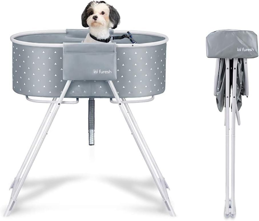 Furesh Little Dipper Dog Bath Tub, Elevated & Portable for Small-Medium Pets, Indoor/Outdoor Grooming Station