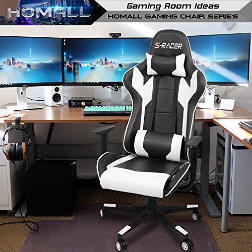 Homall Gaming Chair: High Back Leather Computer Chair with Headrest & Lumbar Support
