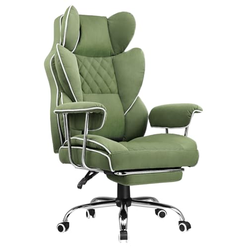 COMHOMA Big & Tall Leather Gaming Chair with Footrest - Ergonomic Executive Office Chair, Pocket Spring Lumbar Support