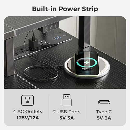 SUPERJARE L-Shaped Gaming Desk w/ Drawer, LED Lights & Shelves