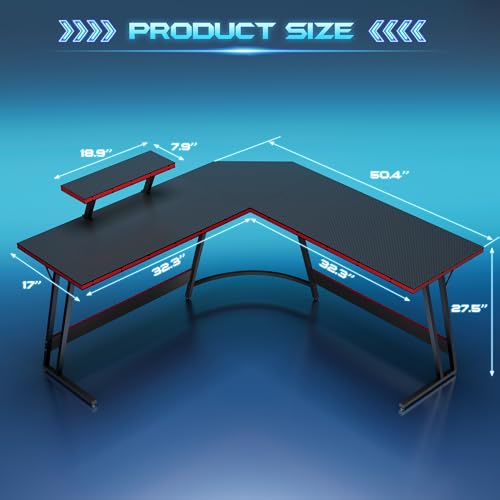 Homall L-Shaped Gaming Desk with Large Monitor Stand - Sturdy PC Corner Desk for Home Office Workstation