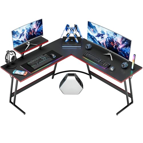 Homall L-Shaped Gaming Desk with Large Monitor Stand - Sturdy PC Corner Desk for Home Office Workstation