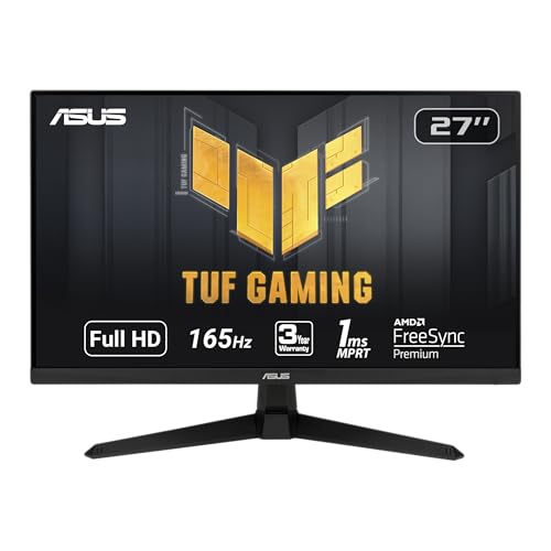 ASUS TUF Gaming 27 inch Monitor - Full HD, 165Hz Refresh Rate, 1ms Response Time, FreeSync Premium, Eye Care Technology