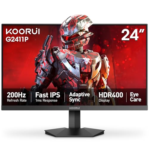 KOORUI 24-inch Gaming Monitor: 200Hz Fast IPS, FHD HDR400, Adaptive Sync