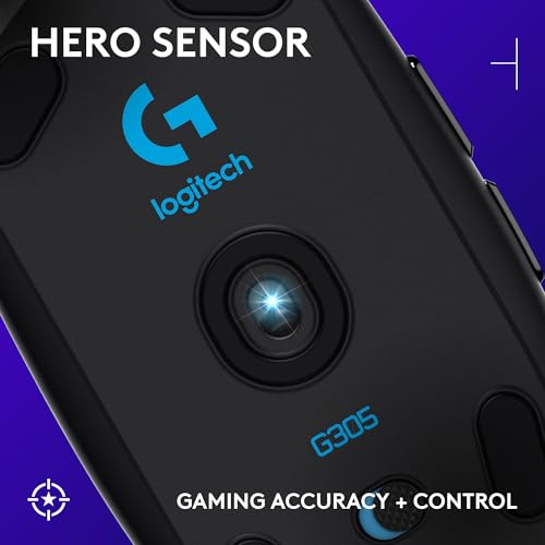 Logitech G305 Wireless Gaming Mouse: Hero 12K Sensor, Lightweight, 12,000 DPI, 6 Buttons, 250h Battery - Black