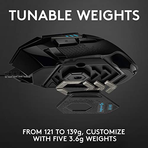 Logitech G502 HERO Gaming Mouse: 25K Sensor, RGB, Adjustable Weights