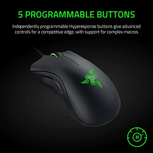 Razer DeathAdder Gaming Mouse: 6400 DPI Sensor, 5 Buttons, Mechanical Switches