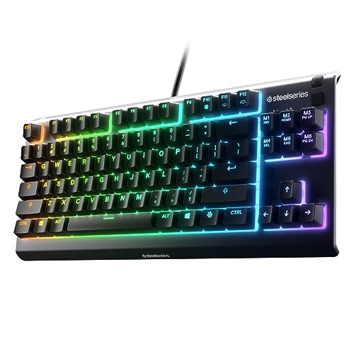 SteelSeries Apex 3 TKL Gaming Keyboard, Compact 8-Zone RGB, Quiet Switch