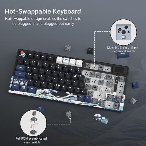 Womier S-K80 75% Keyboard with Color Display, Hot Swappable RGB Gaming Keys