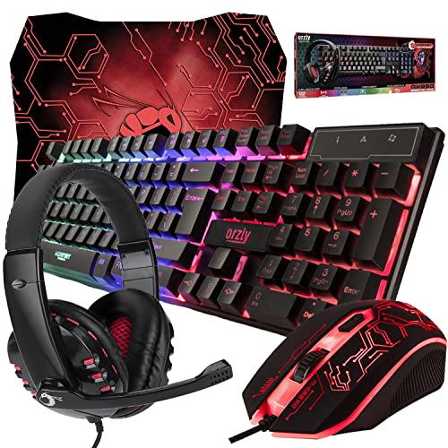 Hornet RX-250 Gaming Bundle: Keyboard, Mouse, Headset, RGB Backlight - PC, Xbox, PS4 - 4-in-1 Set