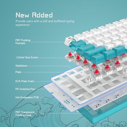 Womier WK61 V2 60% RGB Mechanical Gaming Keyboard, Hot-Swappable, Linear Red Switch, PBT Keycaps