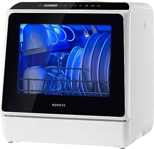 NOVETE Portable Compact Dishwasher, 5L Tank, 5 Programs & LED